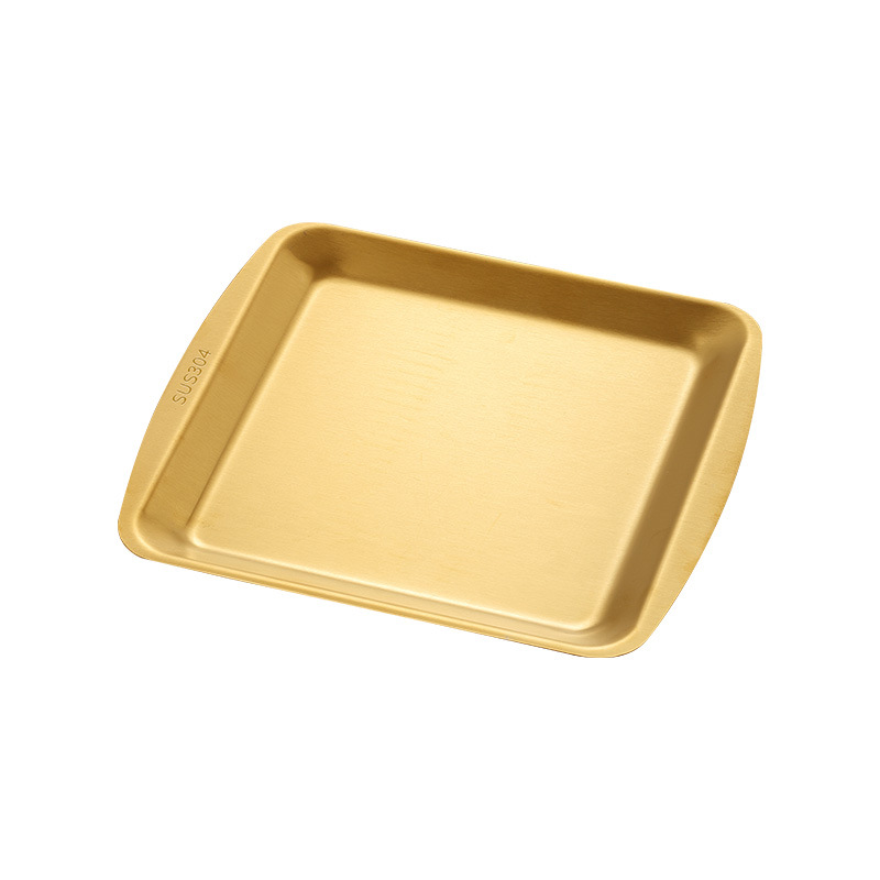 304 de acero inoxidable placa cuadrada Placa de barbacoa Coreana engrosada plato rectangular hogar bandeja plana