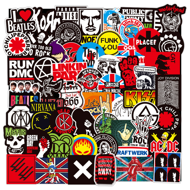 100 Rock Music Stickers Amazon Hot ROCK Graffiti Luggage Water Cup Refrigerator Waterproof DIY Decoration