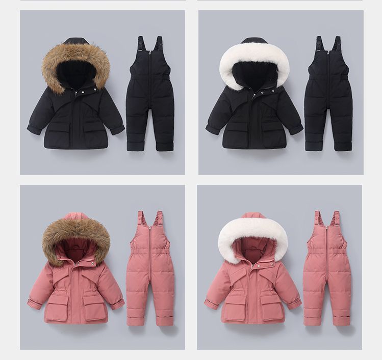 Piumino per bambini 2025, neonato, 1-5 anni, ragazzi e ragazze, nuovo set invernale in due pezzi, top + tuta_voghion.com