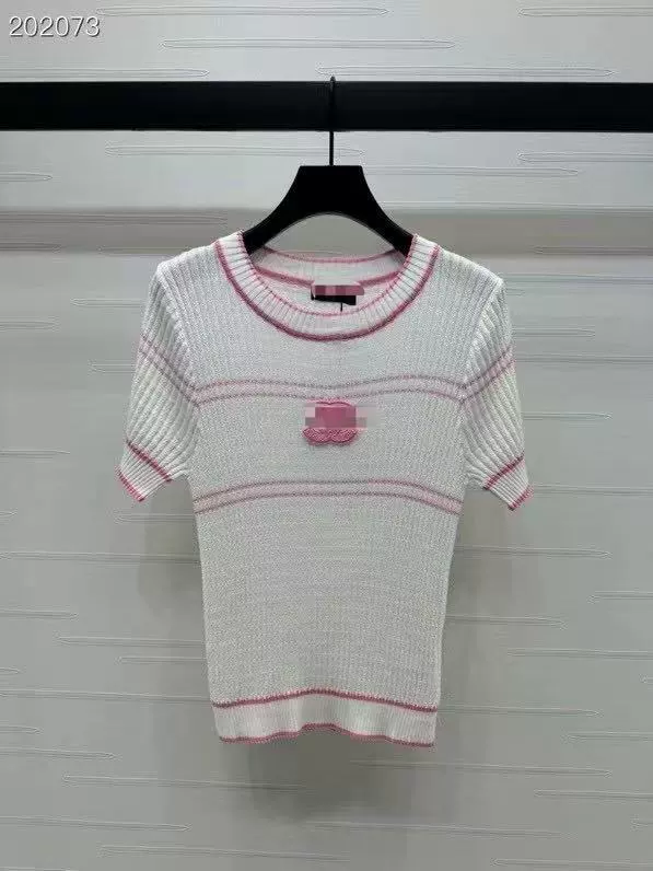 Вязаный шёлковый джемпер женский, в стиле Chanel, круглый вырез, короткий рукав, весна‑лето, S–L