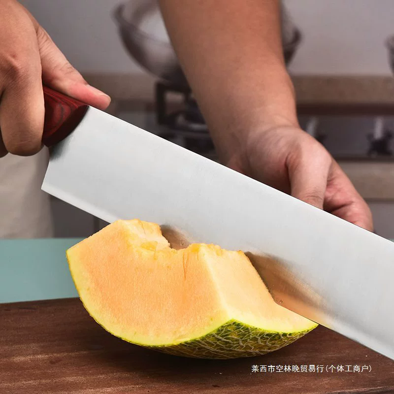 Длинный кухонный нож для фруктов, бытовой и коммерческий, нержавеющая сталь, арбуиня/дыня, зимняя дыня, яркая деревянная ручка, нож для фруктов