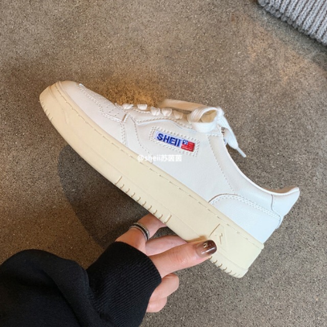 [Same Style as Su's Family] Upgraded~ Korean Au*Y Washed Horse-Print Casual Sports Thick-Soled White Sneakers for Women