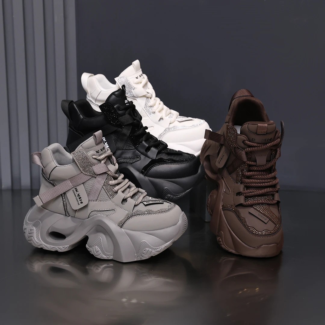 透气网面内增高发泡底老爹鞋女2025新款秋冬季百搭运动休闲女鞋子
