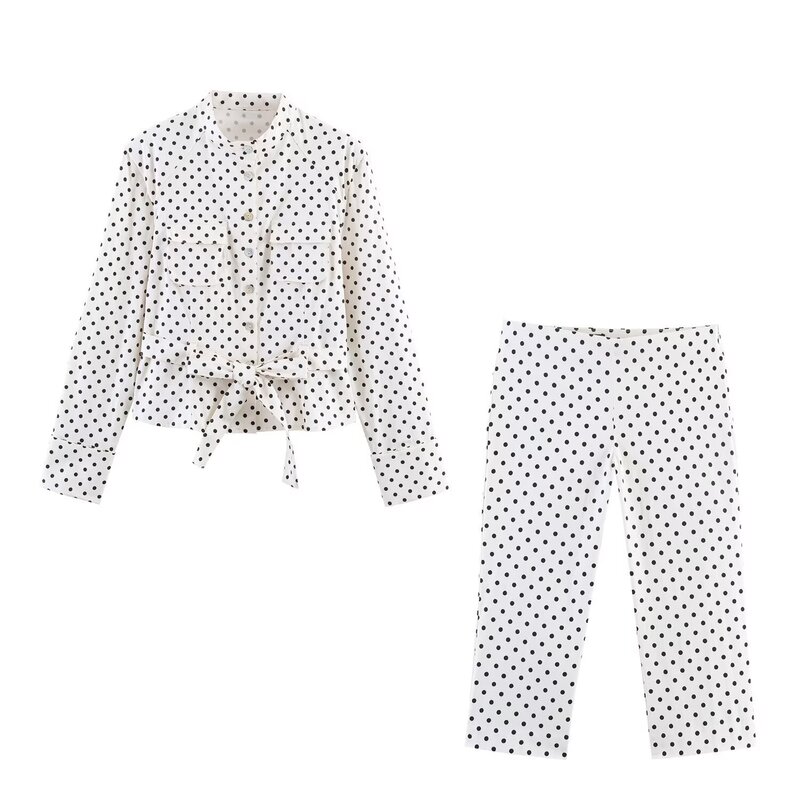 2026 Spring New Women's Fashion Polka Dot Shirt Jacket Capri Pants 2010708 6929406