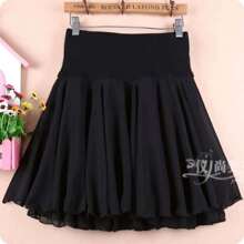 雪纺大码半身裙蓬蓬裙夏季新款碎花高腰短裙印花防走光百褶短裙子