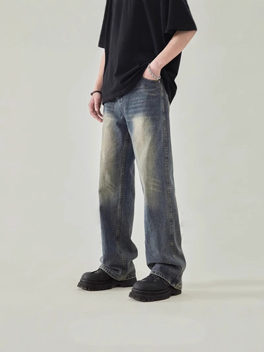 Vintage American High Street Cleanfit Men's Wide Leg Loose Straight Leg Tapered Pants Spring and Autumn New Arrival