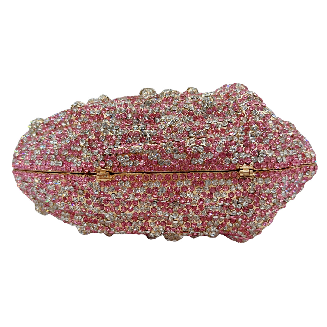 Clutch nữ hình vỏ sò đính đá dạ hội cầm tay — màu vàng, màu hồng, tím hoa violet, tùy chỉnh màu khác chi tiết 7