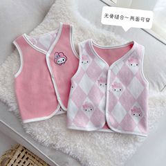 New children's vest for autumn 2022, double-sided polar fleece back heart, warm and fluffy autumn vest, versatile autumn vest