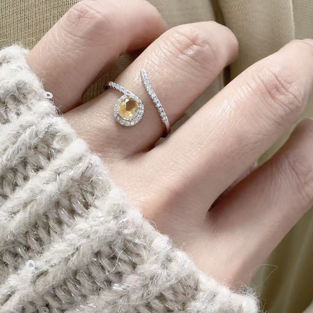 1 Piece Quantity 1 Piece 925 Sterling Silver Sapphire Geometric Gem September Birthstone Sapphire Zircon Open Rings Rings