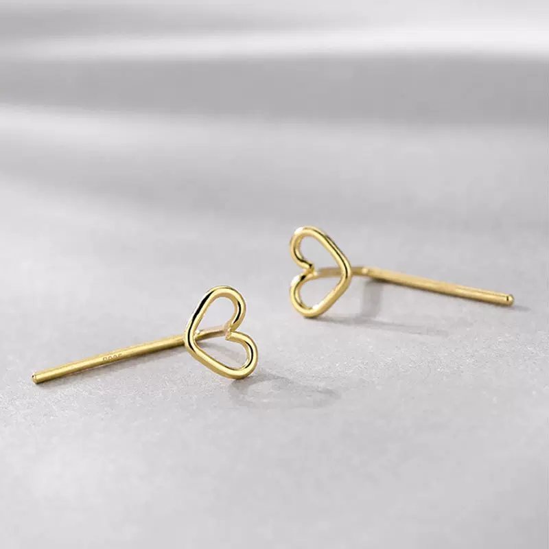 925纯银桃心耳钉女睡觉2025不用摘简约爱心耳钩气质百搭耳