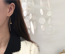 简约流苏耳线小金豆长款耳环耳饰灵动女款 钛钢镀18K金色保色