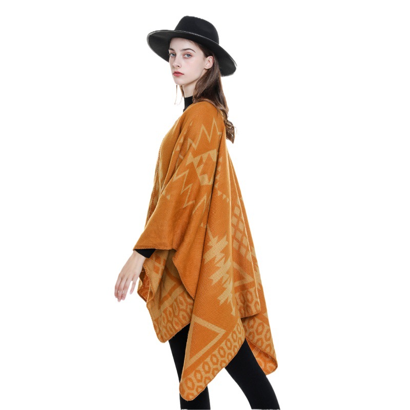 2022 otoño e invierno nuevo rombo geométrico engrosado split chal de color sólido cálido chal de moda de cachemira