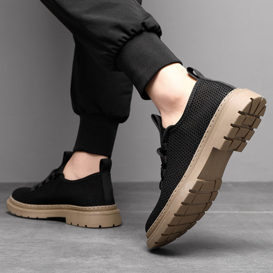 Men's Mesh Shoes 2025 Summer New Breathable Mesh Thin All-match Canvas Shoes Slip-on Casual Trendy Shoes for Men