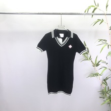 女装欧美时尚秋季新款 Ca撞色条纹针织毛衣连衣裙 平替欧货速卖通