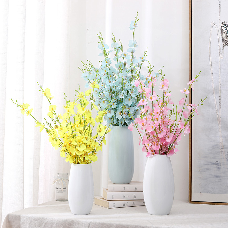 Jarrón de cristal sencillo de estilo europeo, jarrón de flores transparente y colorido para sala de estar, recipiente de cerámica, jarrón decorativo para escritorio y sala de estar