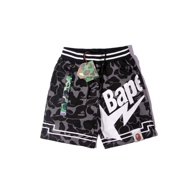 25Th Japanese Trendy Brand Cross-Border Popular Bape Shark Mouth Camouflage Ape Head Unisex Pure Cotton Beach Shorts