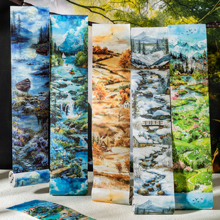 Ketchup Large Size Landscaping Tape Four Seasons Vertical View Series Versatile Material Handbook DIY Scene Decoration Collage