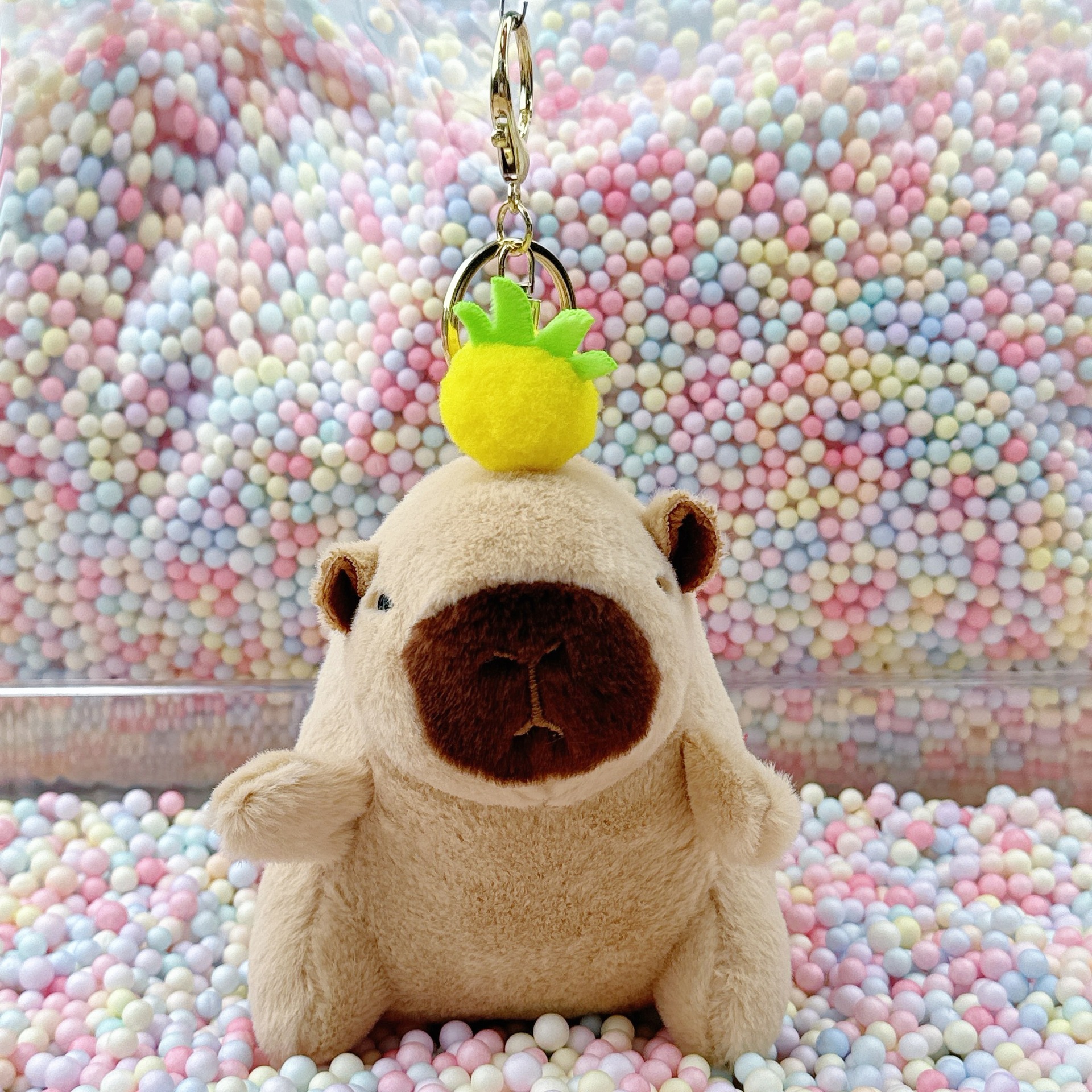 라이트 브라운 파인애플 카피바라 + 골드 버클