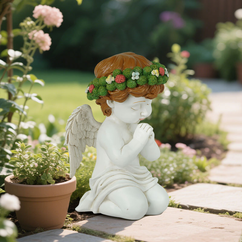  Specializes in Resin Angel Praying Boy Kneeling Ornaments Home Desktop Resin Creative Sculpture Decorative Gifts