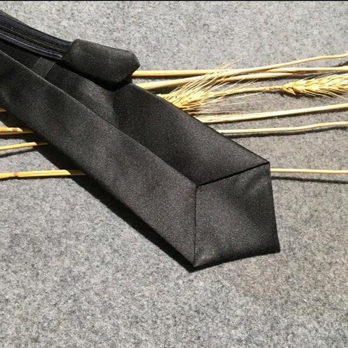 Black Student Lazy Man Collarless Zipper Shirt Tie College Style Japanese Business Necktie for Men and Women