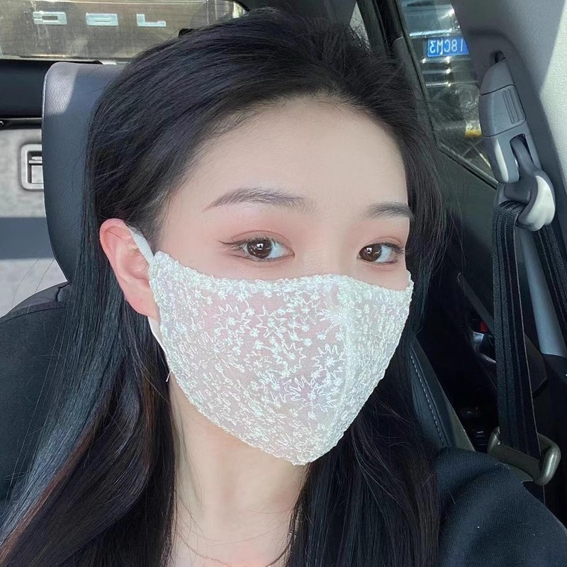 立体日焼け止めマスク夏のネット糸女性夏の薄いタイプの日焼け止めマスクレースの通気孔女性韓国版ベール|undefined