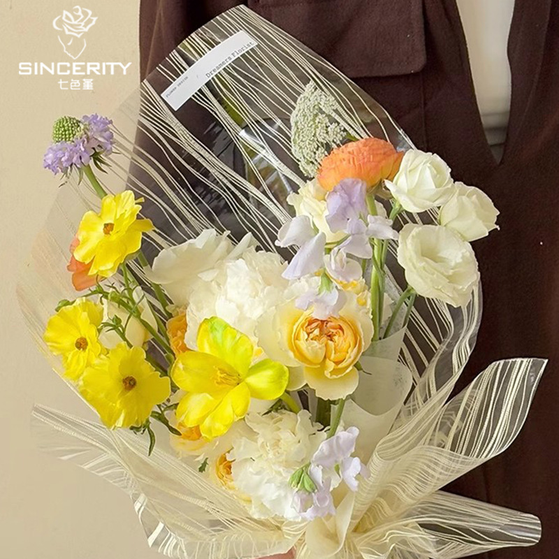 Qisepian celofán cristal Lafite net ramo de flores papel de embalaje papel de flores hecho a mano bricolaje floristería