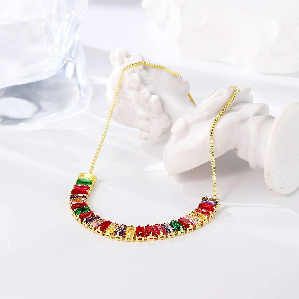 Fashion Devilu0027S Eye Square Copper Inlaid Zircon Bracelets 1 Piece