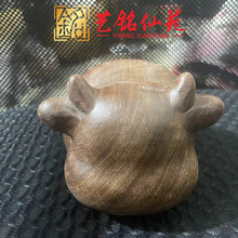 金丝檀木奶牛13cm大号摆件可爱动物迷你木质牛文玩手把件礼品