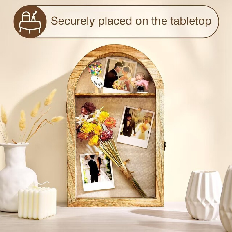Wooden Arched Photo Frame Shadow Box Wedding Bouquet Keepsake Display Stand DIY Dried Flower Storage Frame Wall Hanging Display Stand Wooden Arched Photo Frame Shadow Box Wedding Bouquet Keepsake Display Stand DIY Dried Flower Storage Frame Wall Hanging Display Stand