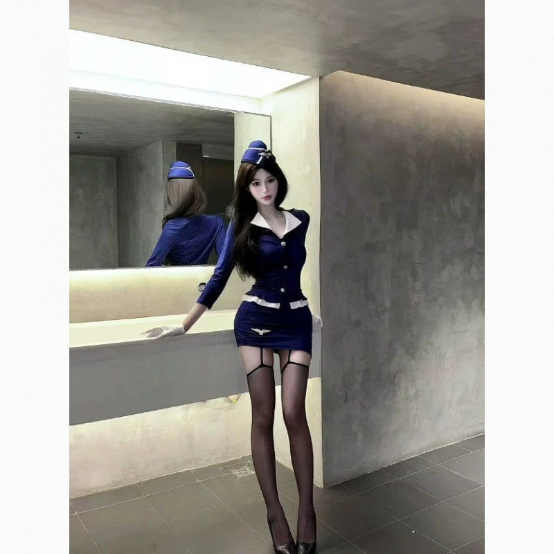 Полный комплект высококачественной униформы стюардессы, модных рубашек интернет-знаменитостей, топов, облегающих юбок, костюмов в стиле королевской сестры.