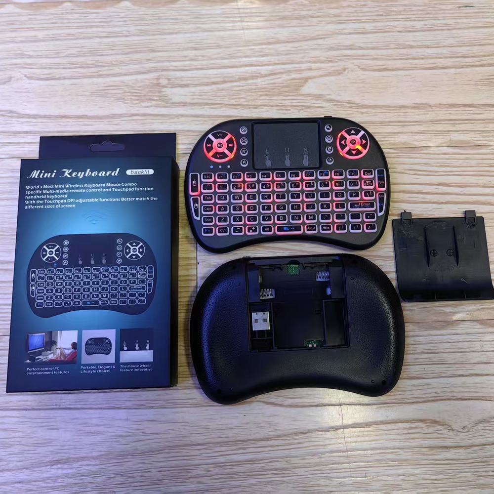 I8 teclado retroiluminado de tres colores 2.4G aerotransportado control inteligente remoto mini teclado mini teclado