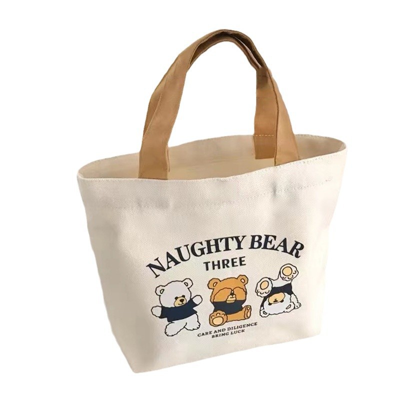 Bolsa de lona bolso de las mujeres nuevo estudiante almuerzo bolsa de trabajo simple fuera pequeña bolsa de gran capacidad bolso de la momia