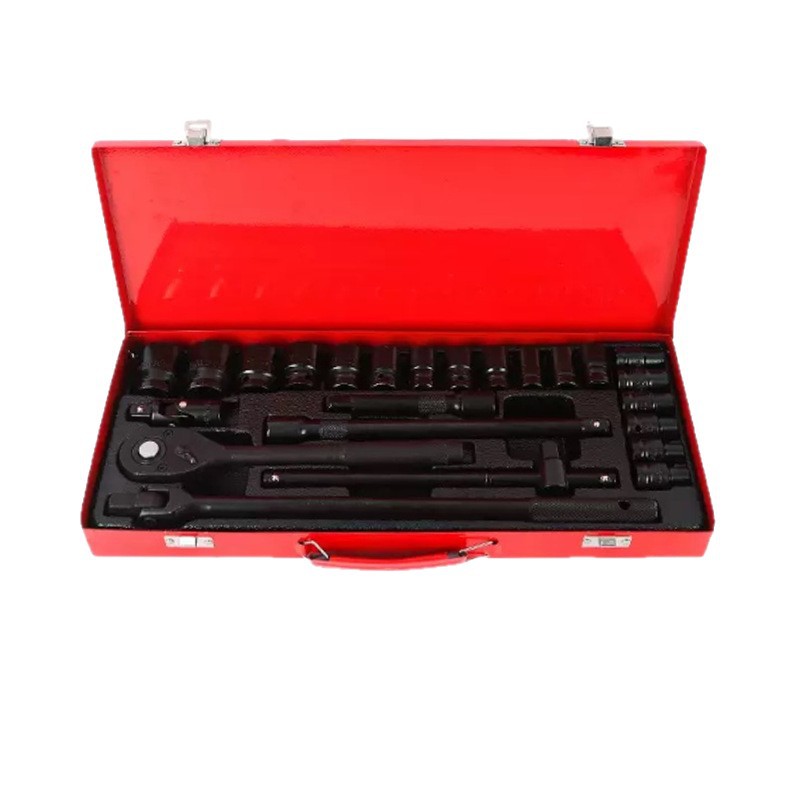 24 piezas de caja de hierro conjunto de reparación mecánica de automóviles combinación F-barre deslizante rodillo rodillo manguito trinquete gran vuelo espejo fosfato electroforesis mayorista