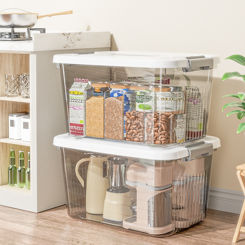 Transparent Plastic Storage Box Household Extra Large Clothing Storage Box Toys Clothes Thickened Storage Box Finishing Box