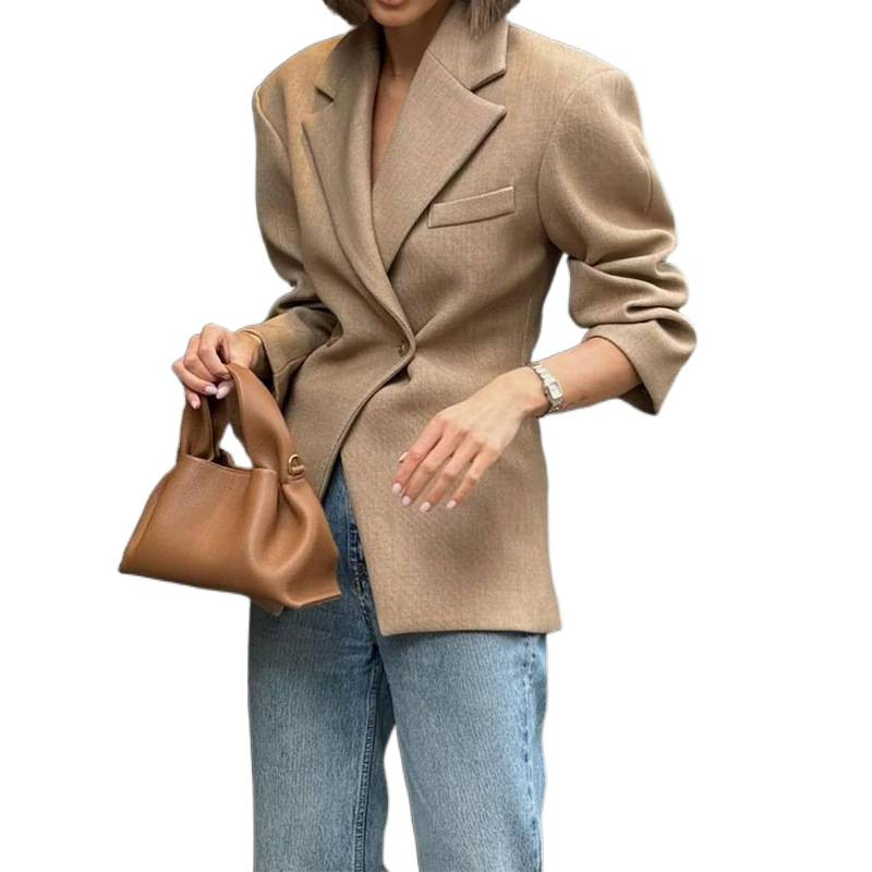 Autumn/Winter Women's Fashionable Solid Color Slim Professional Suit Jacket With Sophisticated Elegance_ecoleips.com