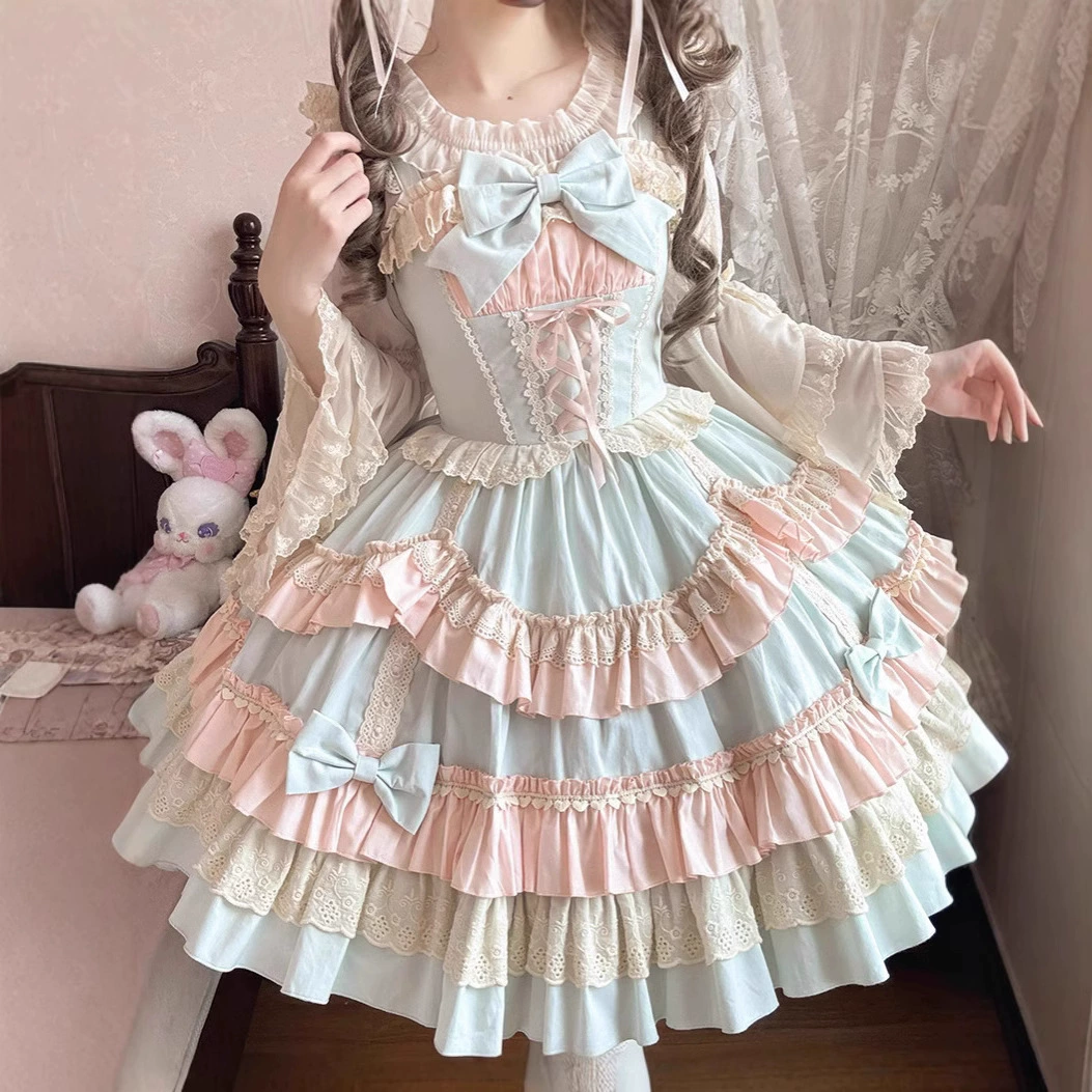 Платье Genuine mousse Lolita JSK, пастельные оборки, широкий выбор цветов, несколько размеров