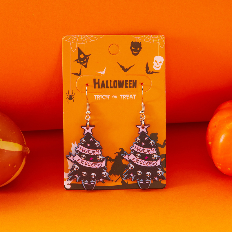 ヨーロッパとアメリカの国境を越えた新しいジュエリーハロウィンシリーズアクリルフラワーゴーストイヤリングホリデーパーティーイヤリング卸売|undefined