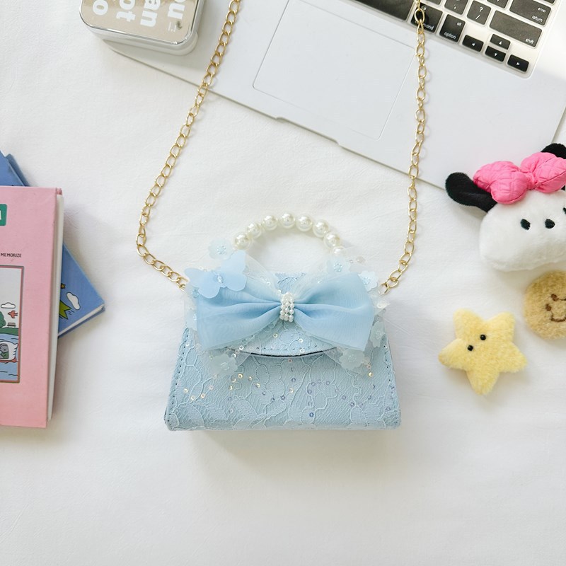 Bonito pequeño viento de la princesa viento bolso de perlas bolso de mano bolso de hombro para niños arco