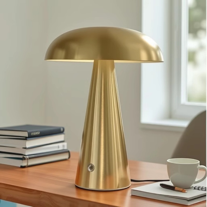 Lámpara de mesa de hongos danesa, dormitorio de estudio, barra de bar, nada, carga portátil, decoración de metal, lámpara de mesa, atenuación táctil
