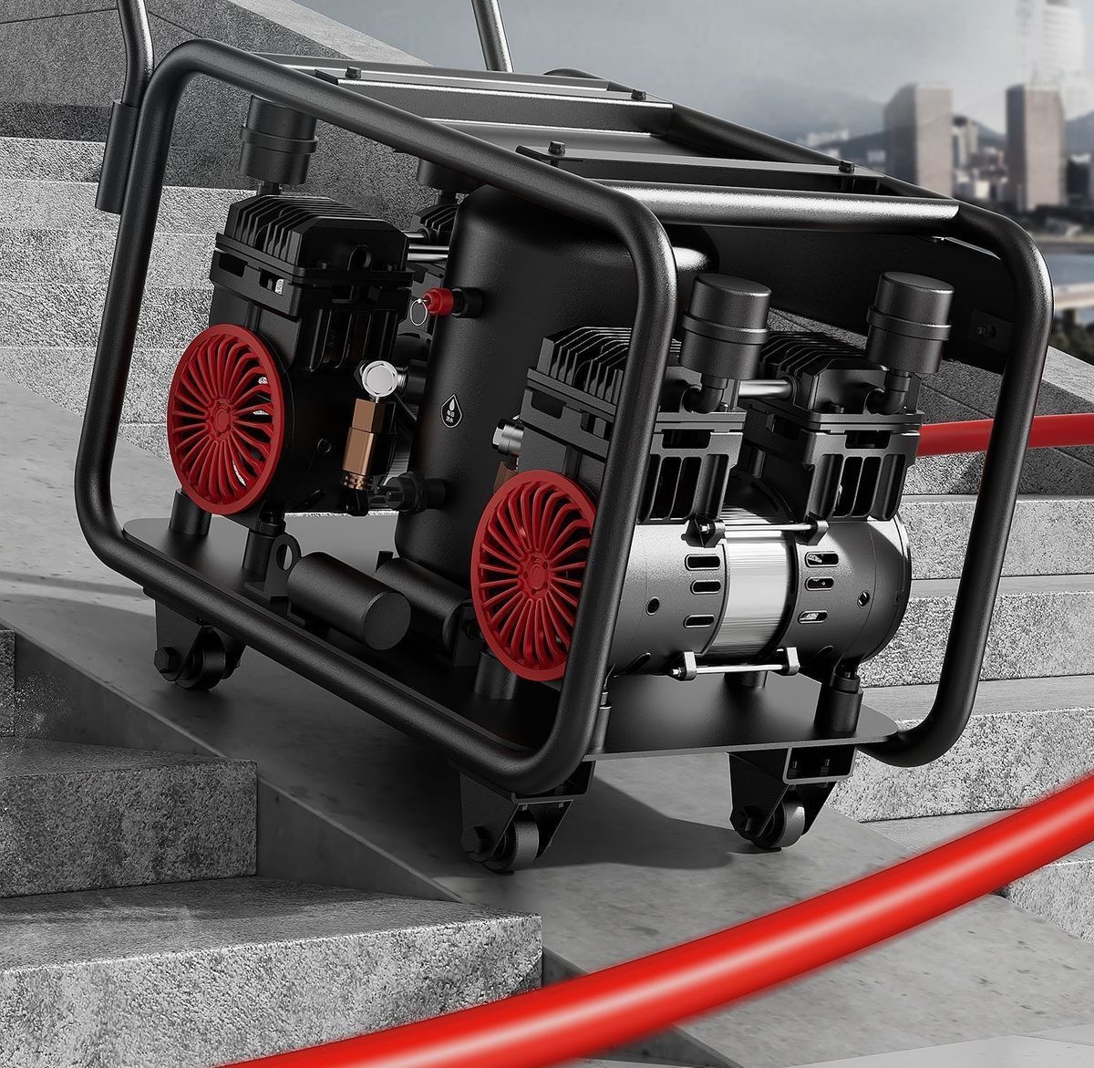 Delixi oil-free 220V high-pressure air compressor for spraying stone paint, water-based latex paint, and exterior wall coatings