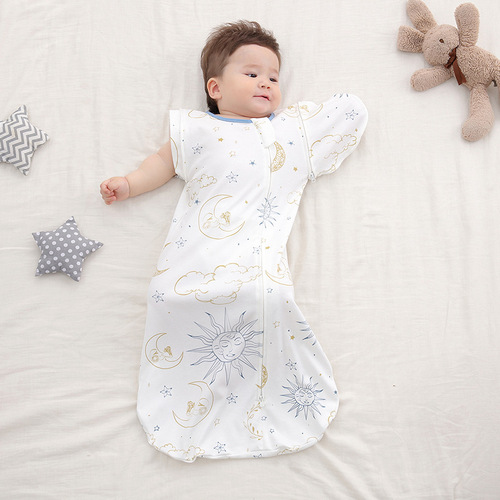 Baby sleeping bag for all four seasons, baby anti-startle swaddling, detachable sleeves, children's sleeping bag, surrender-style newborn anti-kick blanket