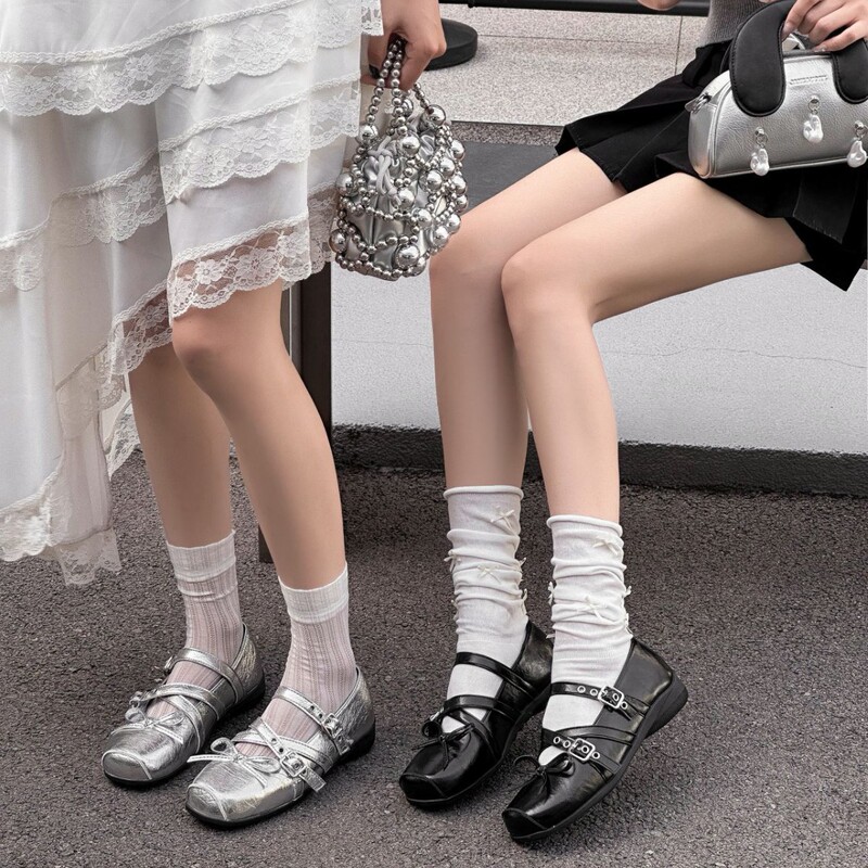 Cowhide Version~Original Red Bow Small Flats for Women 2025 Spring & Fall Genuine Leather Square Toe Shallow Mouth Willow Stud Ballet Shoes