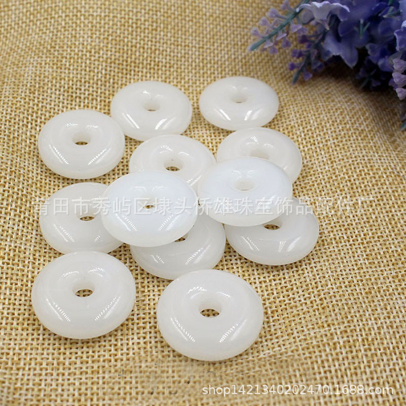 平安扣吊坠仿玉diy饰品配件玻璃白玉平安扣挂件手链项链饰品吊坠