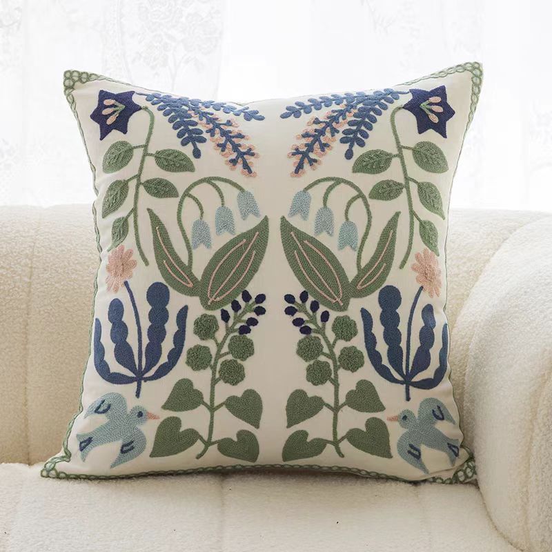 Funda de cojín bordada con diseño floral para comercio transfronterizo, estilo bohemio marroquí, para sofá, con mechones de terciopelo