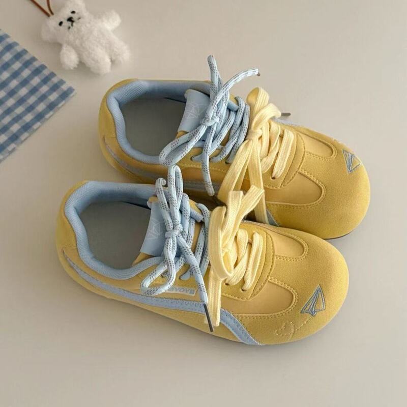 Mango Yellow Versatile Thick-Soled White Shoes for Women 2025 Popular Summer and Autumn Lightweight Sneakers for Students Niche Moral Training Shoes for Women