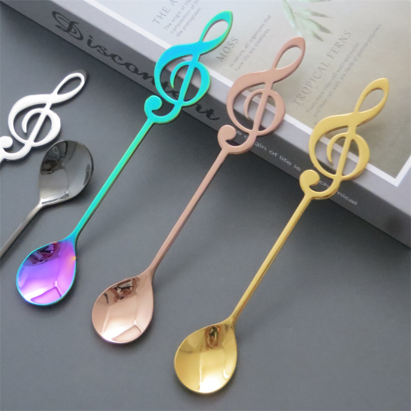 High-Quality 304 Stainless Steel Spoon with Creative Musical Note Design, Ideal for Coffee, Desserts, Stirring, Cafes, and Dessert Shops