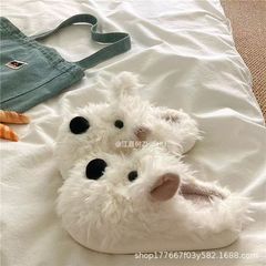奶凶奶凶小狗!潦草可爱ins棉拖鞋女室内居家加绒保暖毛毛拖鞋潮