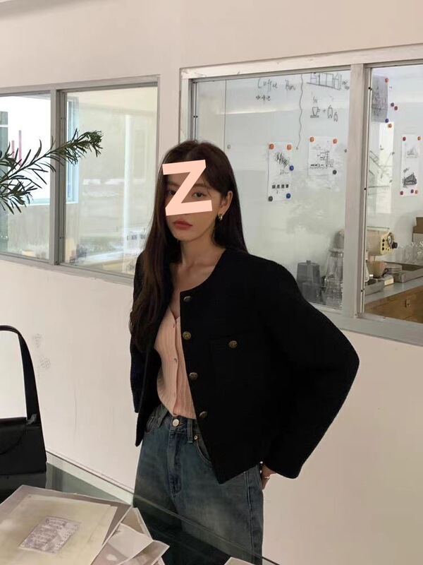 法式黑色春秋小香风外套百搭2025气质高级宽松新款短款上衣亚马逊|undefined