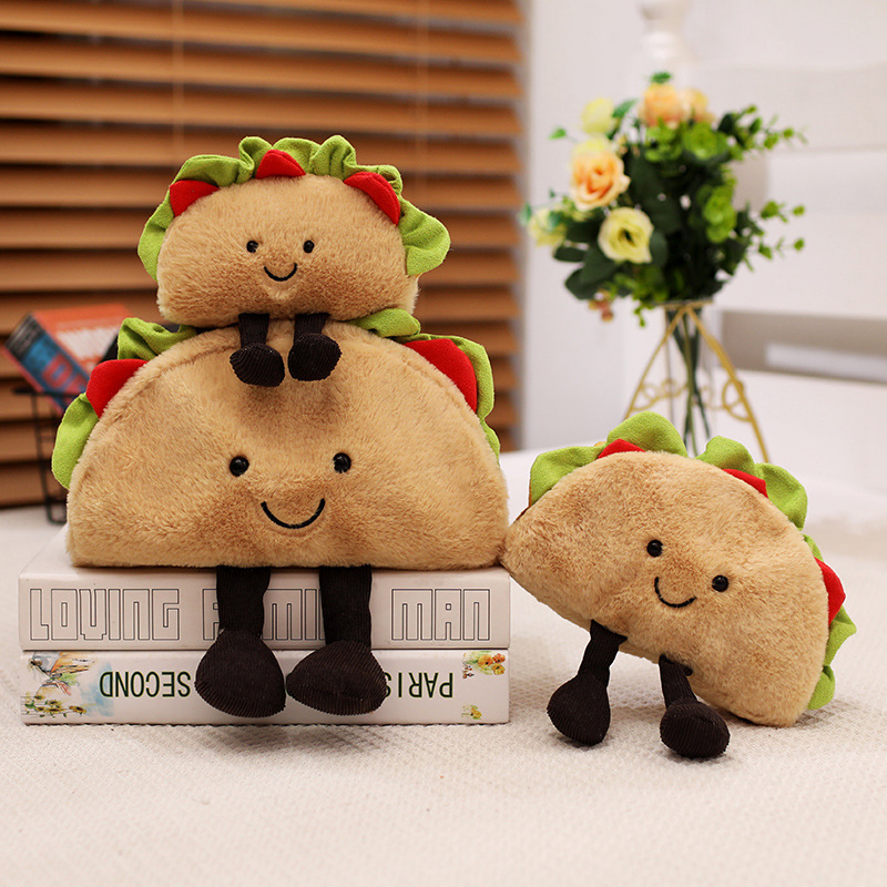 Muñecas de hamburguesas juguetes de peluche taco sándwich juguetes de peluche muñecas pequeños colgantes muñecas de tela agarrar muñecas accesorios de fotografía