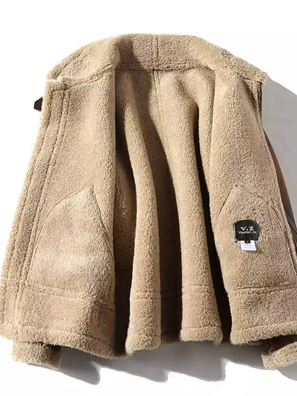 Warm brown demi-season down jacket